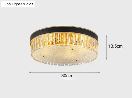 Modern Light Luxury Crystal Round Bedroom Dining Room Ceiling Lamp 30Cm