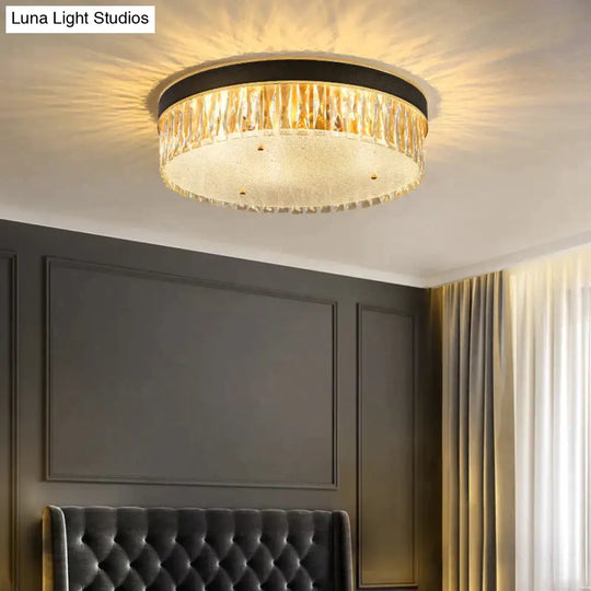 Modern Light Luxury Crystal Round Bedroom Dining Room Ceiling Lamp