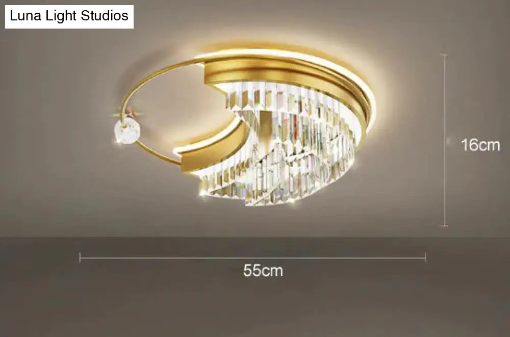 Modern Light Luxury Living Room Bedroom Crystal Copper Ceiling Lamp