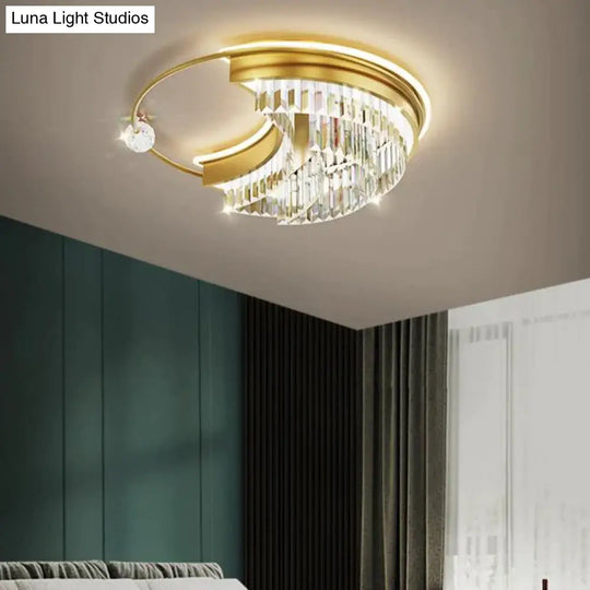 Modern Light Luxury Living Room Bedroom Crystal Copper Ceiling Lamp