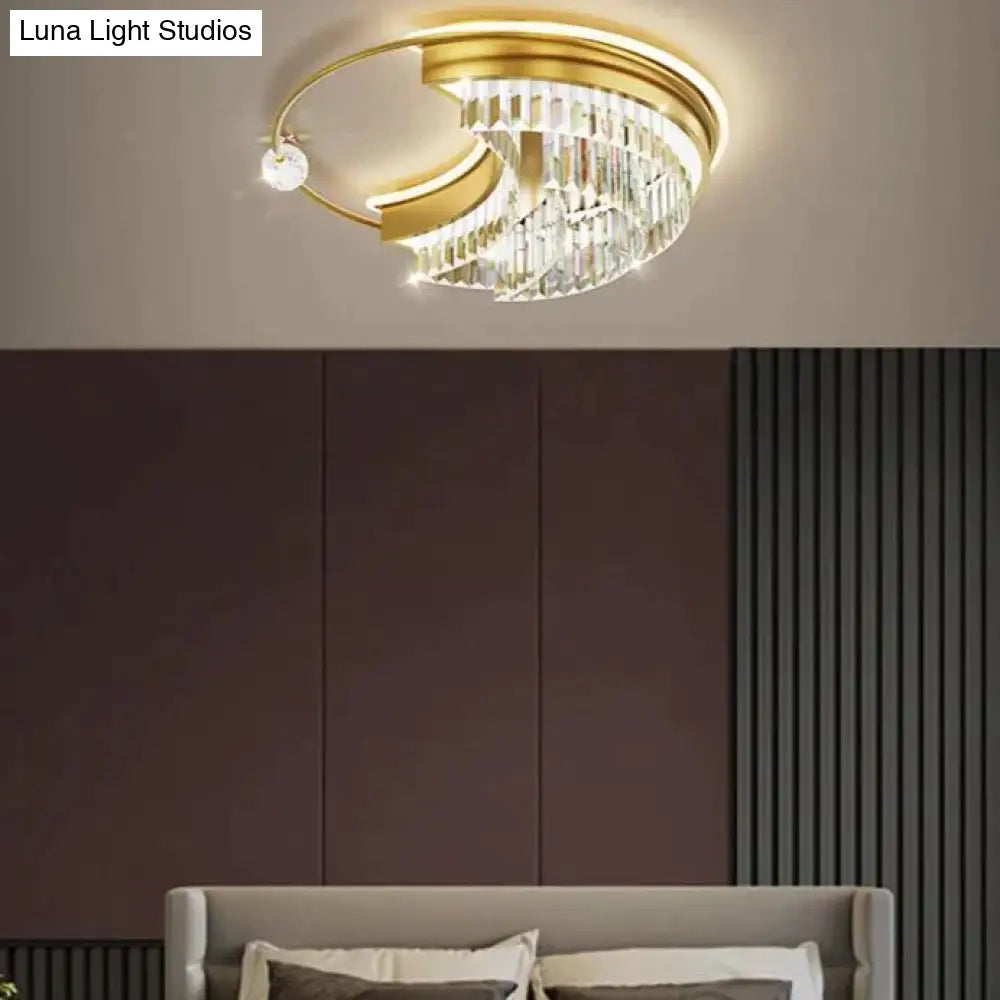 Modern Light Luxury Living Room Bedroom Crystal Copper Ceiling Lamp