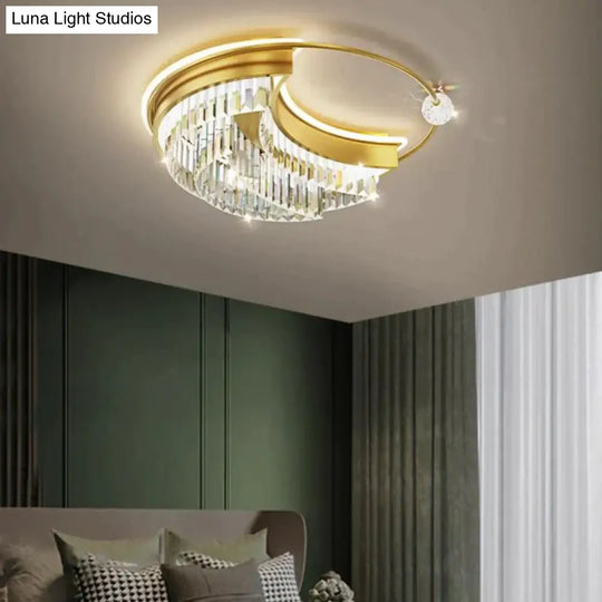 Modern Light Luxury Living Room Bedroom Crystal Copper Ceiling Lamp