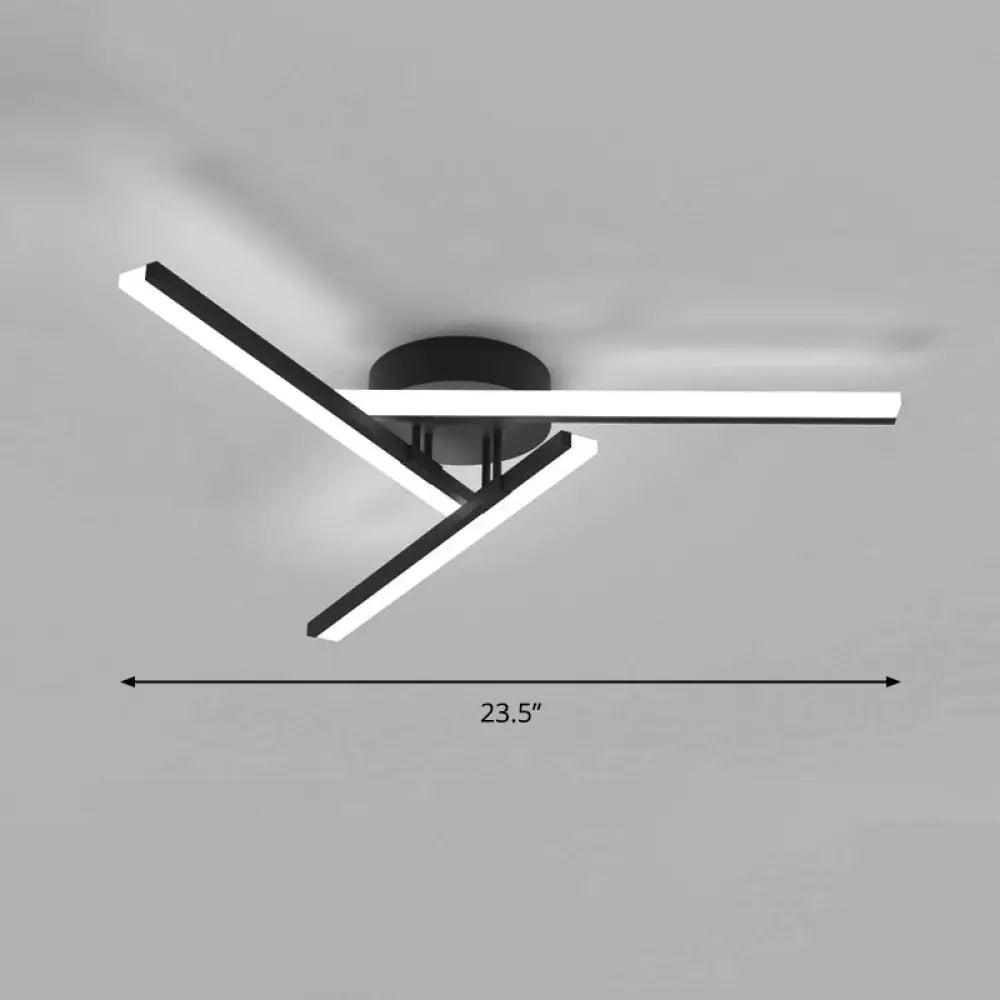 Modern Line Art Led Ceiling Lamp In Black Perfect For Living Rooms / 23.5 White