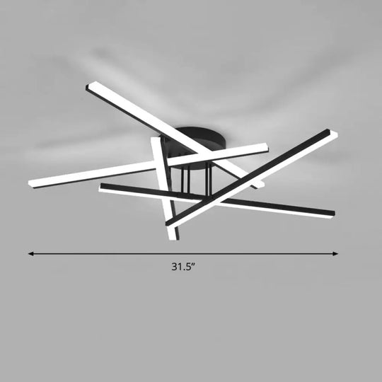 Modern Line Art Led Ceiling Lamp In Black Perfect For Living Rooms / 31.5 Third Gear