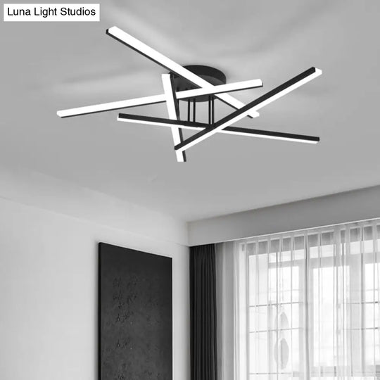 Modern Line Art Led Ceiling Lamp In Black Perfect For Living Rooms