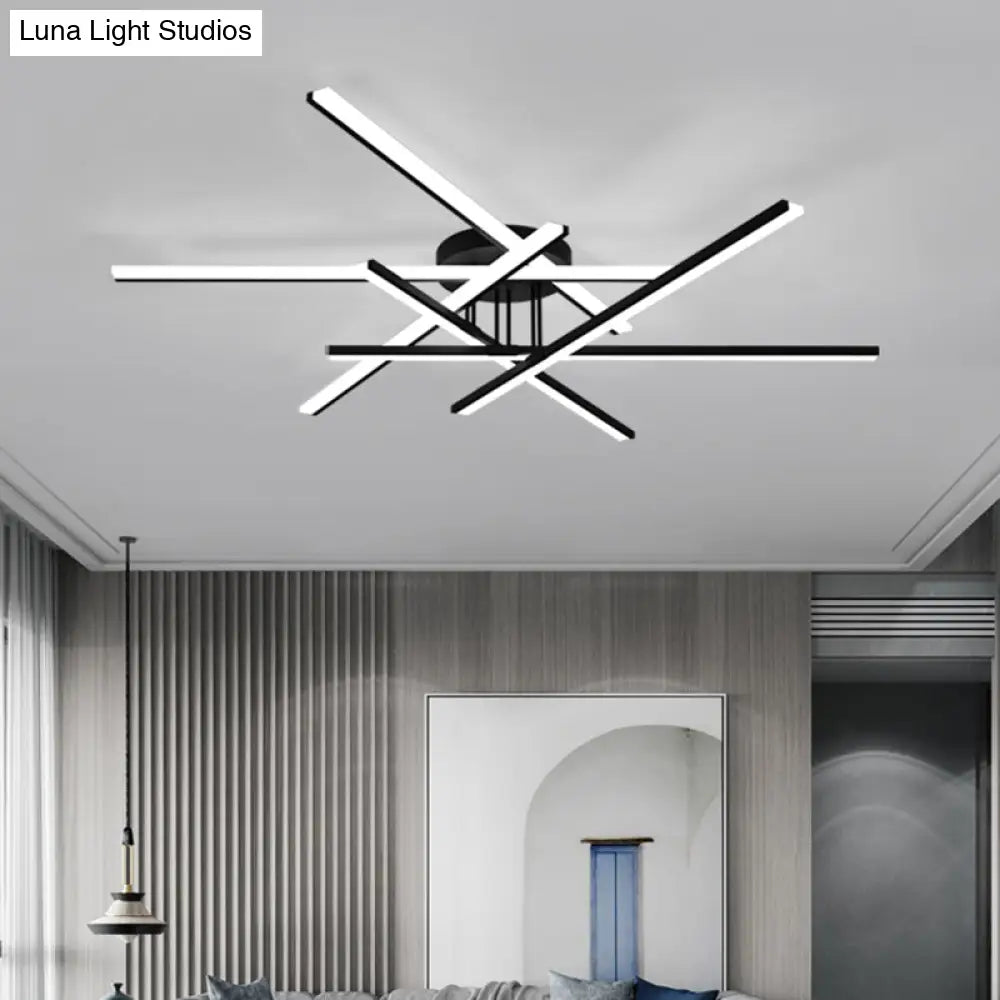 Modern Line Art Led Ceiling Lamp In Black Perfect For Living Rooms