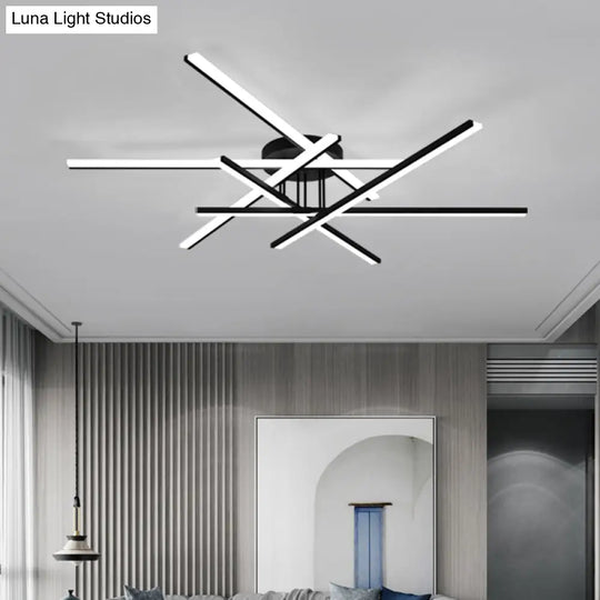 Modern Line Art Led Ceiling Lamp In Black Perfect For Living Rooms