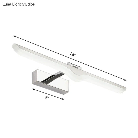 Modern Linear Acrylic Vanity Light Fixture - Led Nickel Finish Wall Sconce Lamp In Warm/White