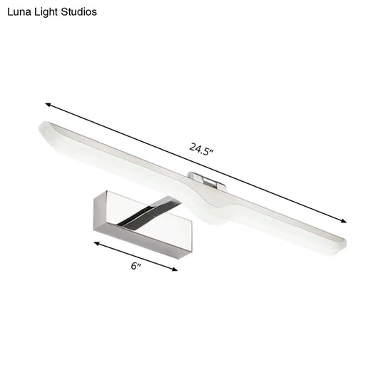 Modern Linear Acrylic Vanity Light Fixture - Led Nickel Finish Wall Sconce Lamp In Warm/White