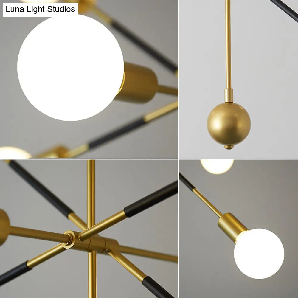 Modern Linear Arm Chandelier Light - Adjustable 6-Light Metallic Suspension Lamp For Restaurants