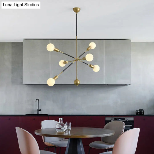 Modern Adjustable Linear Arm Chandelier Light With 6 Lights Ideal For Restaurants