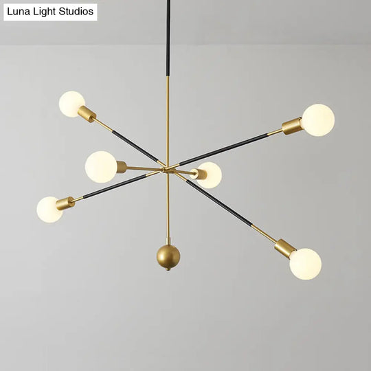 Modern Adjustable Linear Arm Chandelier Light With 6 Lights Ideal For Restaurants Gold / 35.5