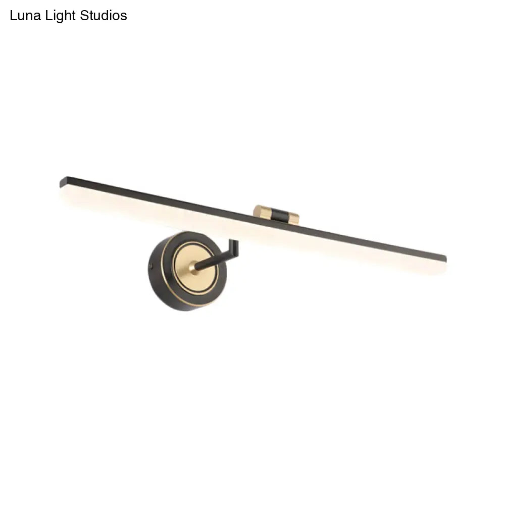 Modern Linear Led Bathroom Vanity Light Fixture In Black/Gold - Minimalist Wall Lighting