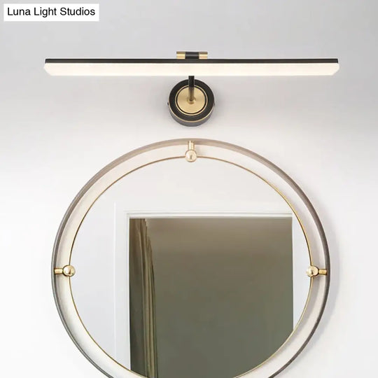 Modern Linear Led Bathroom Vanity Light Fixture In Black/Gold - Minimalist Wall Lighting