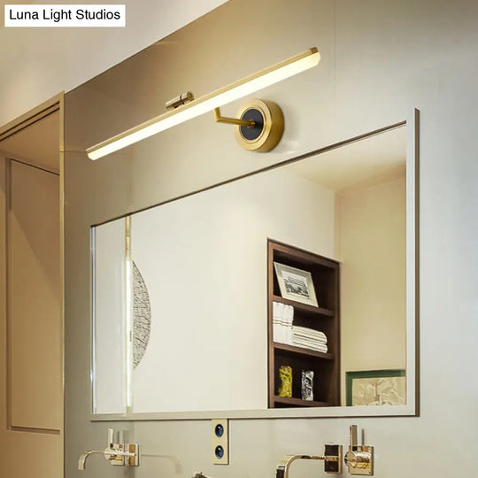 Modern Linear Led Bathroom Vanity Light Fixture In Black/Gold - Minimalist Wall Lighting