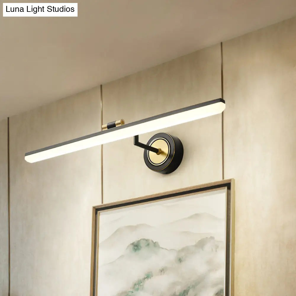 Modern Linear Led Bathroom Vanity Light Fixture In Black/Gold - Minimalist Wall Lighting