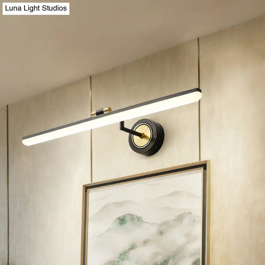 Modern Linear Led Bathroom Vanity Light Fixture In Black/Gold - Minimalist Wall Lighting