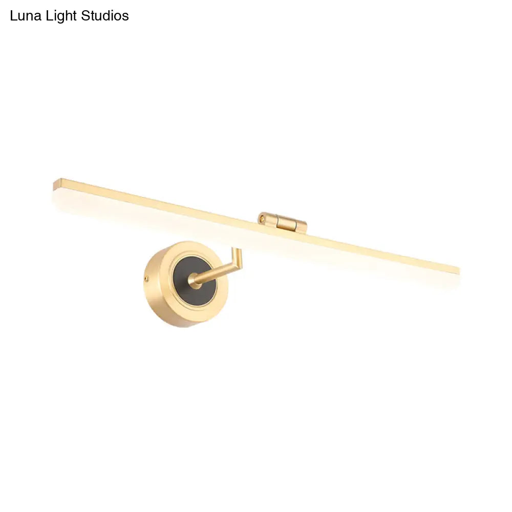 Modern Linear Led Bathroom Vanity Light Fixture In Black/Gold - Minimalist Wall Lighting