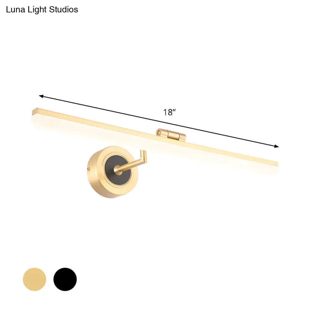 Modern Linear Led Bathroom Vanity Light Fixture In Black/Gold - Minimalist Wall Lighting