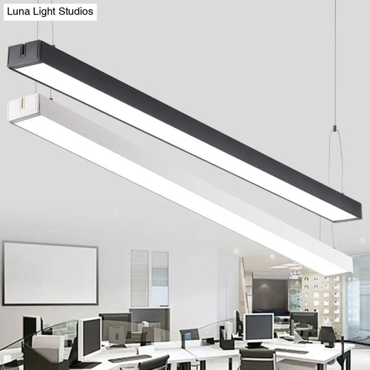 Sleek Led Chandelier: Acrylic Pendant Lamp For Conference Rooms White