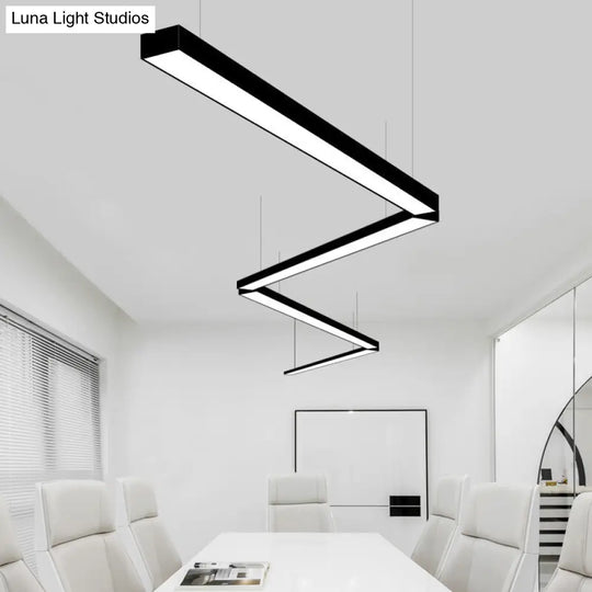 Sleek Led Chandelier: Acrylic Pendant Lamp For Conference Rooms Black