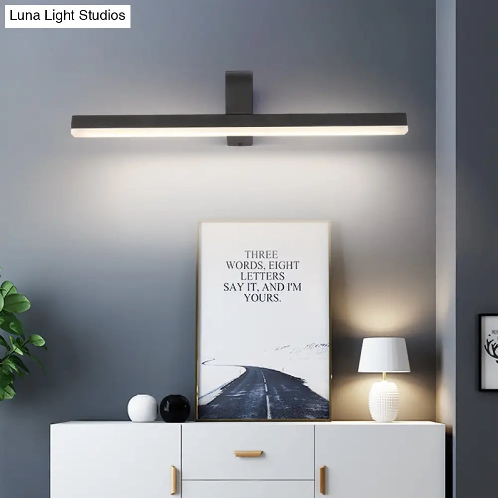 Modern Linear Led Vanity Light - White/Black Metal Wall Mount In Natural 16/19.5/23.5 Wide