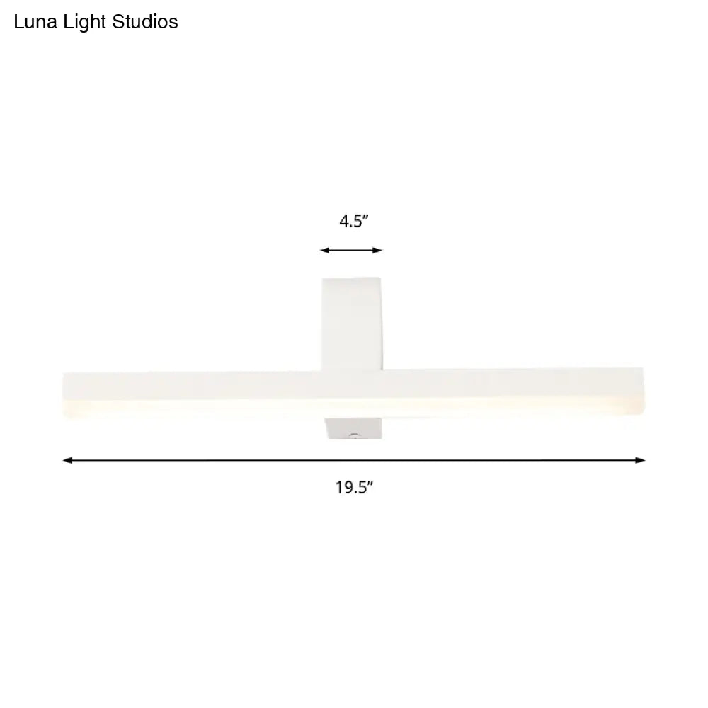 Modern Linear Led Vanity Light - White/Black Metal Wall Mount In Natural 16/19.5/23.5 Wide