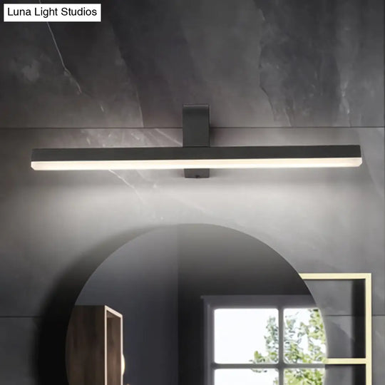 Modern Linear Led Vanity Light - White/Black Metal Wall Mount In Natural 16/19.5/23.5 Wide