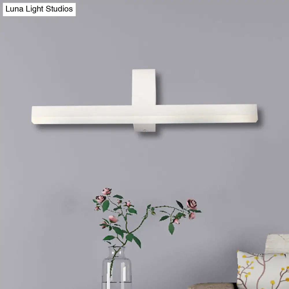 Modern Linear Led Vanity Light - White/Black Metal Wall Mount In Natural 16/19.5/23.5 Wide