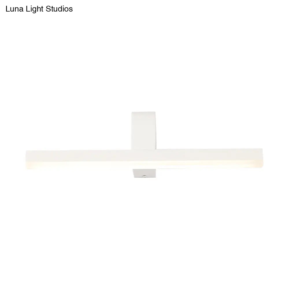 Modern Linear Led Vanity Light - White/Black Metal Wall Mount In Natural 16/19.5/23.5 Wide