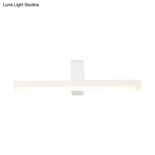 Modern Linear Led Vanity Light - White/Black Metal Wall Mount In Natural 16/19.5/23.5 Wide