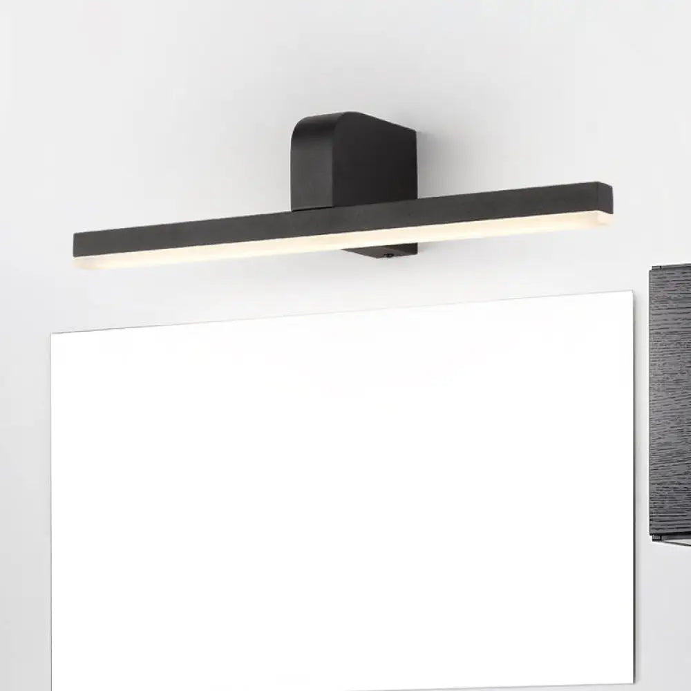 Modern Linear Led Vanity Light - White/Black Metal Wall Mount In Natural 16/19.5/23.5 Wide Black /