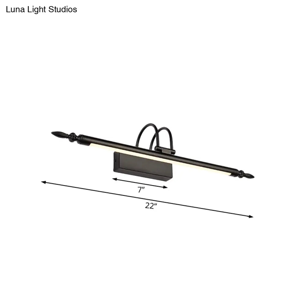 Modern Linear Led Vanity Lighting For Bathroom - Metallic Finish 22/26 Wide Black/White Warm Light