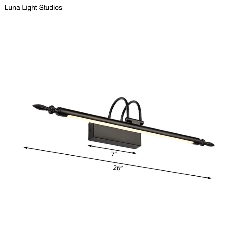 Modern Linear Led Vanity Lighting For Bathroom - Metallic Finish 22/26 Wide Black/White Warm Light