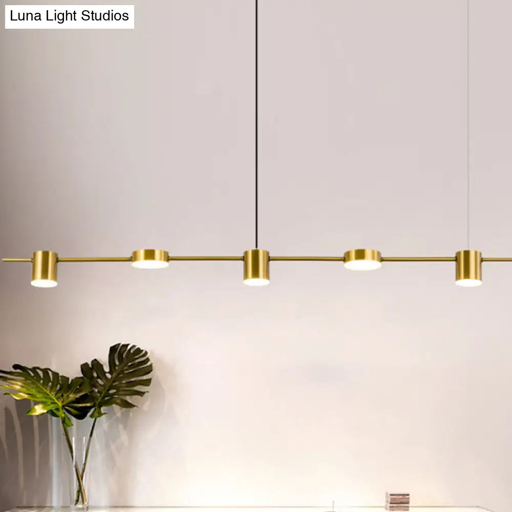 Modern Linear Metallic Chandelier Light - 3/5 Heads Black/Gold Hanging Lamp With Rotatable Shade