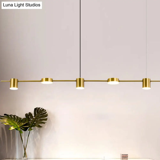 Modern Linear Metallic Chandelier Light - 3/5 Heads Black/Gold Hanging Lamp With Rotatable Shade