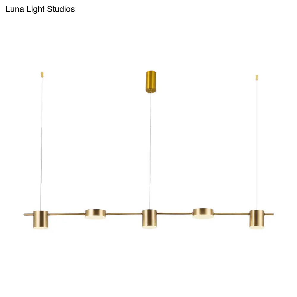 Modern Linear Metallic Chandelier Light - 3/5 Heads Black/Gold Hanging Lamp With Rotatable Shade