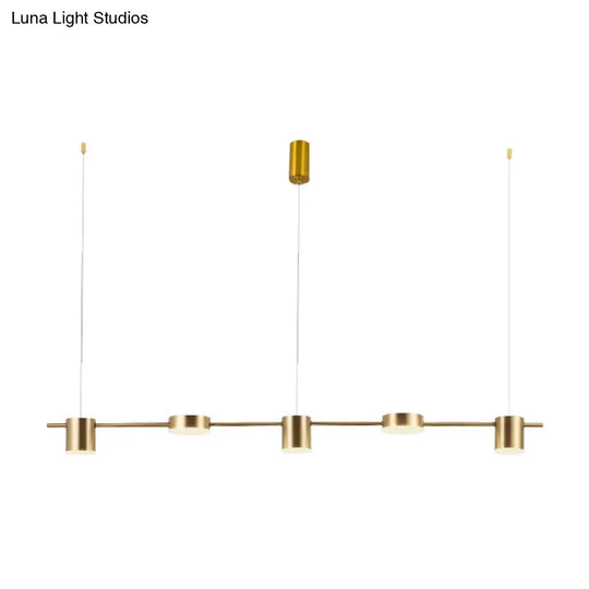 Modern Linear Metallic Chandelier Light - 3/5 Heads Black/Gold Hanging Lamp With Rotatable Shade