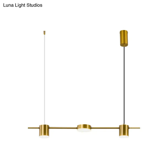 Modern Linear Metallic Chandelier Light - 3/5 Heads Black/Gold Hanging Lamp With Rotatable Shade