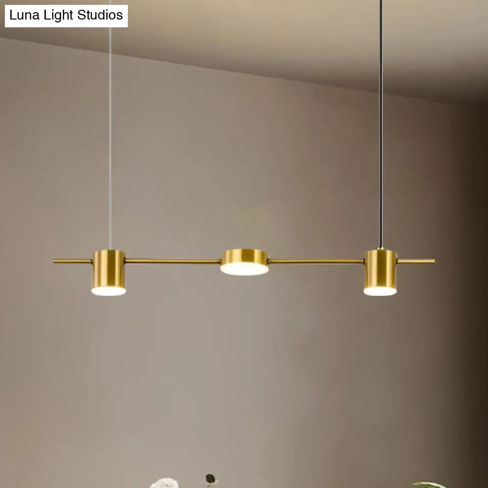 Modern Linear Metallic Chandelier Light - 3/5 Heads Black/Gold Hanging Lamp With Rotatable Shade