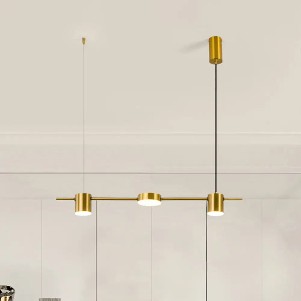 Modern Linear Metallic Chandelier Light - 3/5 Heads Black/Gold Hanging Lamp With Rotatable Shade