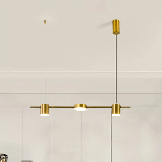 Modern Linear Metallic Chandelier Light - 3/5 Heads Black/Gold Hanging Lamp With Rotatable Shade