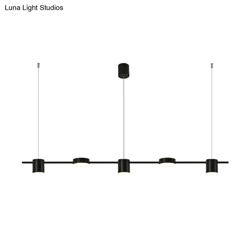 Modern Linear Metallic Chandelier Light - 3/5 Heads Black/Gold Hanging Lamp With Rotatable Shade