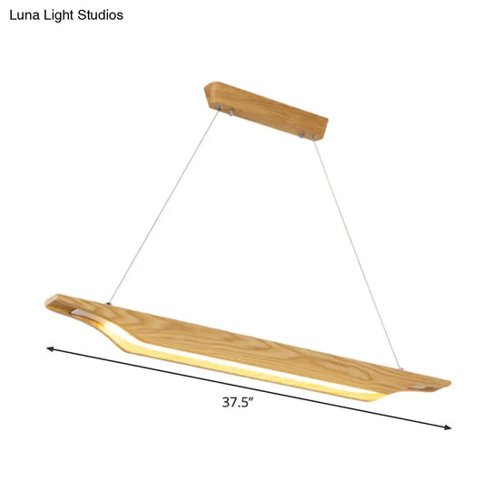 Modern Led Pendant Lighting: Linear Wooden Ceiling Lamp Fixture In White/Warm/Natural Light - Beige