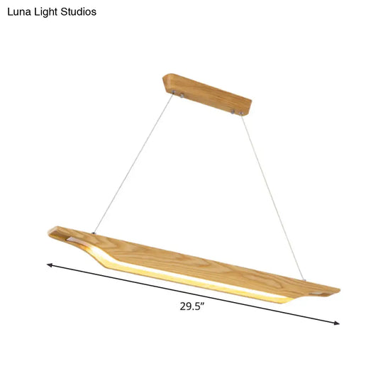 Modern Linear Wooden Pendant Light Fixture With Led Beige White/Warm/Natural