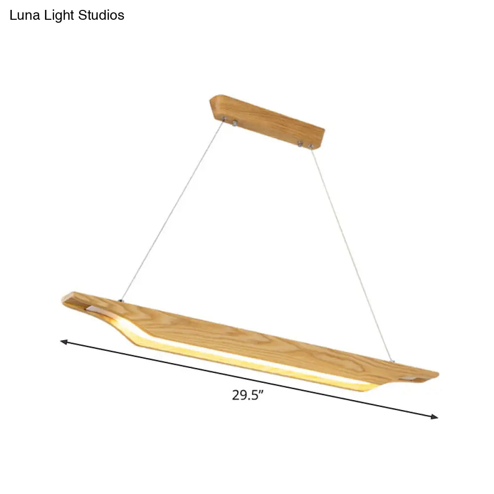 Modern Led Pendant Lighting: Linear Wooden Ceiling Lamp Fixture In White/Warm/Natural Light - Beige