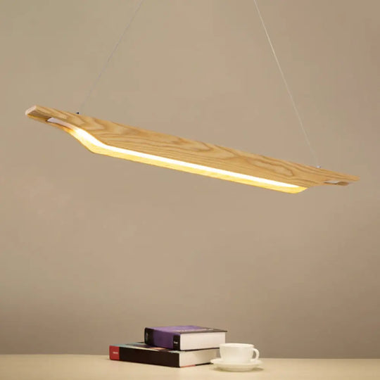 Modern Linear Wooden Pendant Light Fixture With Led Beige White/Warm/Natural Wood / Warm