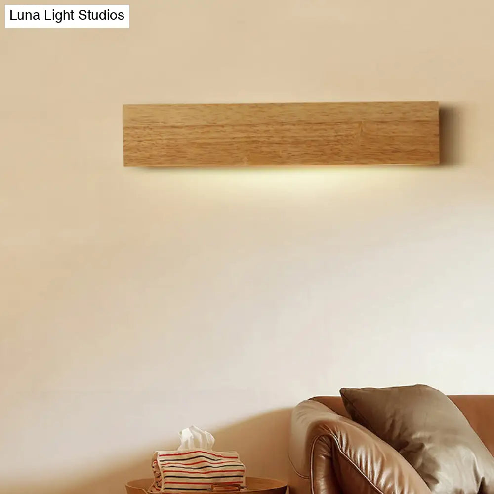 Modern Linear Wooden Wall Sconce Lamp - 1-Light Led Down Lighting Fixture For Bedroom