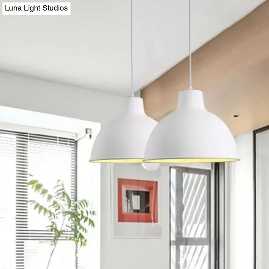Modern Loft Style Dome Ceiling Light - 12’/14’ Dia Adjustable Cord Black/White