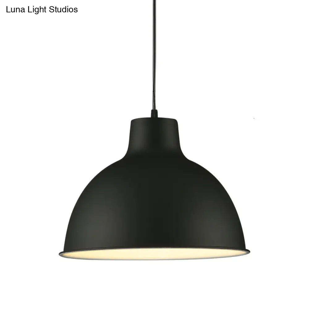 Modern Loft Style Dome Ceiling Light - 12’/14’ Dia Adjustable Cord Black/White